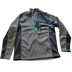 Spyder Jacket Adult Extra Large Gray Black 1/4 Zip Pullover Fleece Logo Mens XL